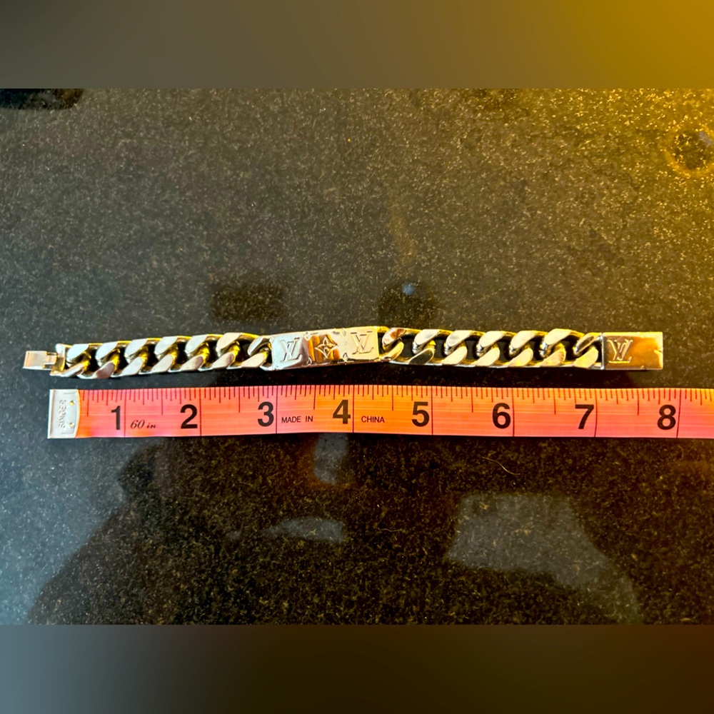 Louis Vuitton Monogram Palladium Plated ID Bracelet! 7.75”
